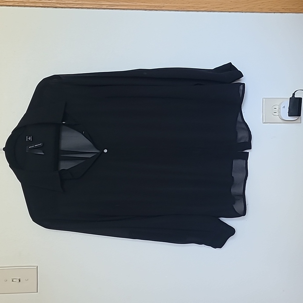 Vintage Black Sheer Button Up (Size L)